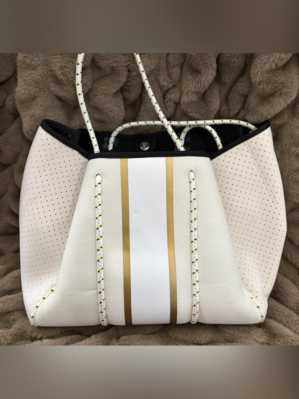 White and Gold Neoprene Summer Bag - Boutique Style Bag